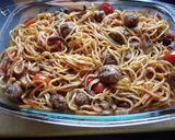 Hús gombócos paradicsomos spagetti Sütőben 🍝 recept fázis 8 fotója