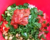 A picture of step 2 of Spicy Garbanzo Mint Salad.