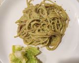 A picture of step 3 of Pesto pasta.