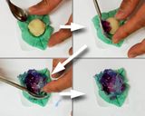 A picture of step 12 of Nerikiri Wagashi: "紫陽花  Ajisai (Hydrangea)".
