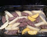 A picture of step 2 of Kiftah Batortah (Lamb kebab with potatoes).