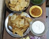 A picture of step 1 of Dahi bary papri chaat.