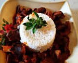 A picture of step 8 of Ofada rice and sauce.