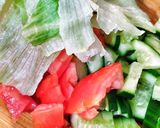 A picture of step 1 of Greek Salad.