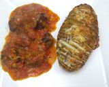 Foto del paso 7 de la receta: Papas hasselback y albóndigas con salsa a la portuguesa