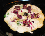 A picture of step 4 of A Healthy Adai Dosai with Quinoa with red amaranth leaves.