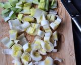 A picture of step 1 of Scallop Risotto with Leeks and Chorizo Chips.