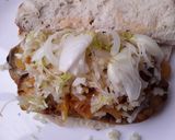 Foto del paso 5 de la receta: Pan🥐 turco relleno con milanesas de berenjena🍆 y calabacín🌮