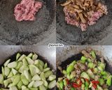 รูปขั้นตอนการทำที่ 6 ของ ผัดบวบใส่หมูสับเห็ดหอม