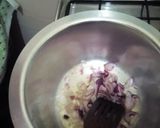 A picture of step 2 of Minji stew served with white rice.