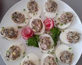 ,,Jaja faszerowane pieczarkami,, krok przepisu 3 zdjęcie