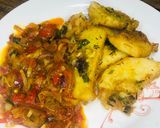 A picture of step 2 of Golden yam fried in egg with sauce🍽.