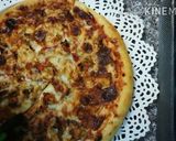 A picture of step 10 of Chicken fajitas pizza.