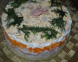 A picture of step 8 of Mimosa Salad.