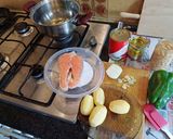 Foto del paso 1 de la receta: Habichuelas con salmón