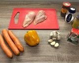 Une image de l'étape 1 de Curry au poulet et aux légumes.