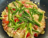 Hình bước làm 4 của món Eatclean: Trứng Chiên Nấm Kim Châm & Cà Chua