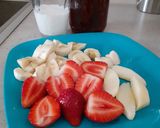 Φωτογραφία βήματος 1 της συνταγής Smoothie φρούτων.. 🍌🍎🍊🍓
