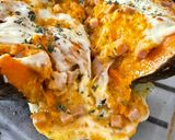 Foto del paso 7 de la receta Calabaza | zapallo cabutia con relleno cremoso de jamón y queso 🧡🧀🧅