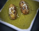 A picture of step 7 of Aloo kofta in palak gravy.