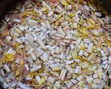 A picture of step 2 of Vazhaipoo (banana blossom) poriyal.