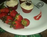 A picture of step 10 of Red Velvet çhoçolate inside Cupcakes with cream cheese frosting.