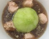 Hình bước làm 3 của món Bí chanh nhồi thịt chưng cách thuỷ