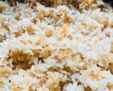 A picture of step 3 of Coconut rice with tricolour Salad.