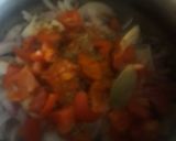 A picture of step 4 of Sey bhajhhi (fish + veg).