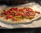 A picture of step 2 of Coca de Escalivada with Anchovies.