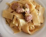 A picture of step 6 of Pappardelle with Sausage and Leek Ragù.