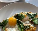 A picture of step 5 of Eggs Fried in Parmesan Breadcrumbs with Wilted Spinach.