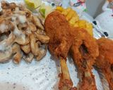 عکس مرحله 7 از دستور ران سوخاری با قارچ پنیر 🍗🍖🍻🤤