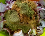 A picture of step 5 of Ragi mudda with mutton curry.