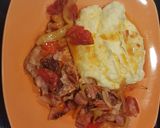 Szalonnás, lecsós karajszeletek, köményes krumplipürével recept fázis 14 fotója