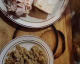 A picture of step 2 of Thanksgiving twice sandwich.