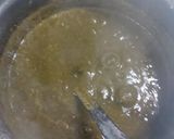 A picture of step 3 of Sarson ka Saag with makai roti.