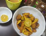 A picture of step 2 of Chatpata baby corn and baby potatoes.