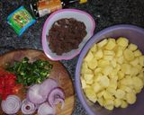A picture of step 1 of Curried liver potato.