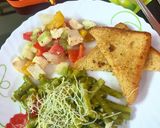 A picture of step 4 of Pesto pasta with paneer salad.
