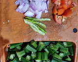A picture of step 2 of வதக்கி விட்ட வெண்டைக்காய் சாம்பார்(Roasted Bhindi Sambar) (Vendaikkaai sambar recipe in tamil).
