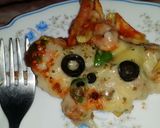 A picture of step 6 of Macaroni hot pizza cake.