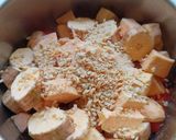 A picture of step 3 of Sweet Potato and Raw Banana Subji.