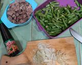 Foto langkah ke 1 dari resep Tumis Buncis Ampela Baso Saus Tiram.