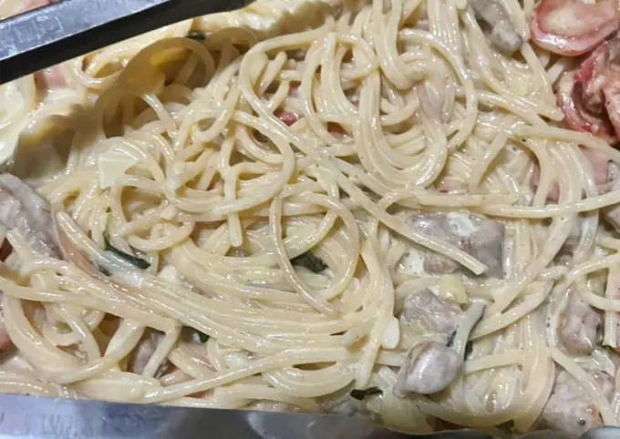 Langkah-langkah untuk membuat Resep Creamy pasta / creamy spaghetti simple ala rumahan rasa resto