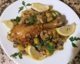 Une image de l'étape 3 de Courgette farcie Macédoine de riz,thon,olives noir.