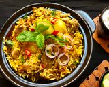 A picture of step 7 of Mutton Pulao.