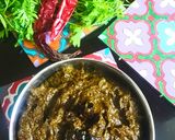 A picture of step 4 of Coriander leaves thokku.