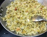 A picture of step 4 of Banaras style choora (poha)matar.
