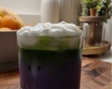 A picture of step 3 of Ube Matcha Latte with Cold Foam.
